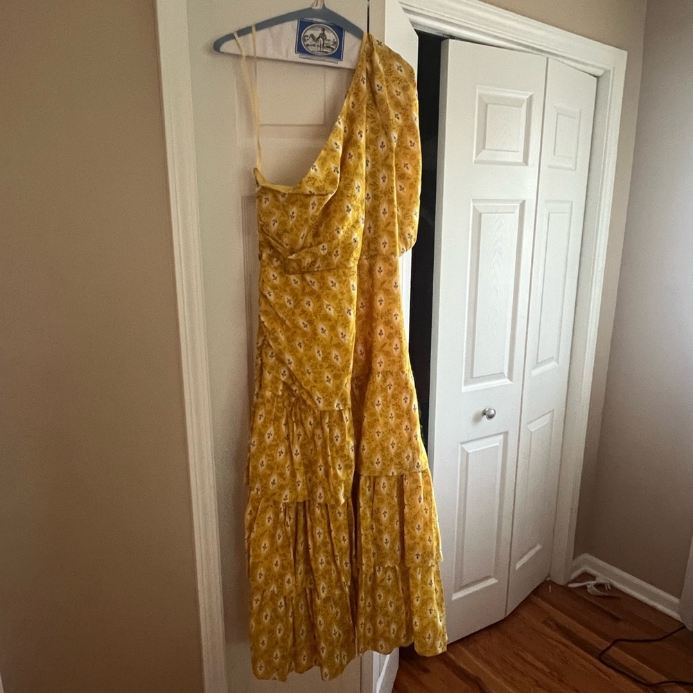 Veronica Beard Yellow/ Golden One-Shoulder Dress - Picture 6 of 6